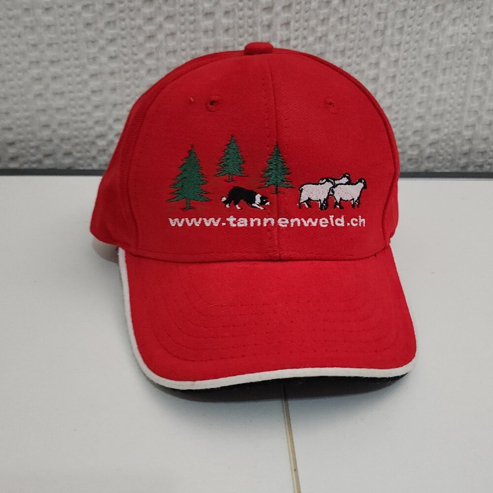 Tannenwald Red Embroidered Alpine Folk Art Strapback Hat
